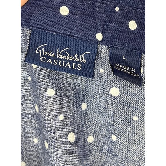 Gloria Vanderbilt Casuals Women's Sleeveless Blouse Size Large Blue with White C - Picture 10 of 14